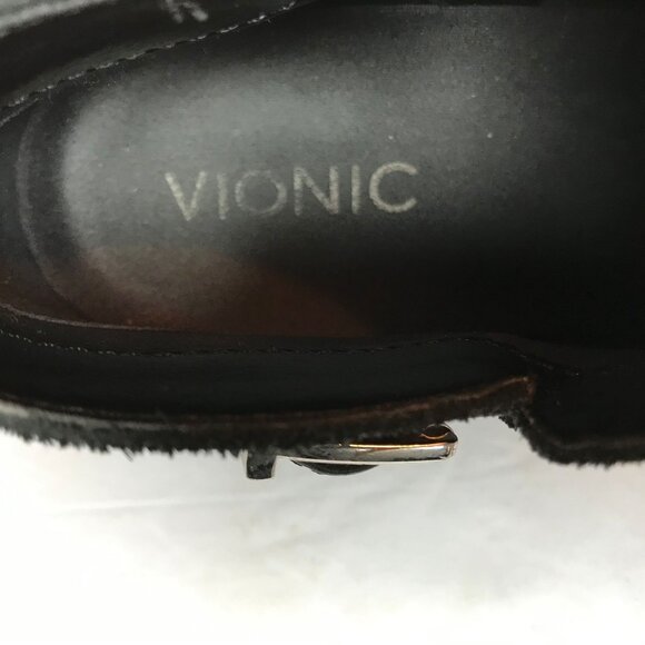 Vionic Serena Black Suede Ankle Booties Womens 8/39 Buckle Detail Side Zip - Picture 4 of 9